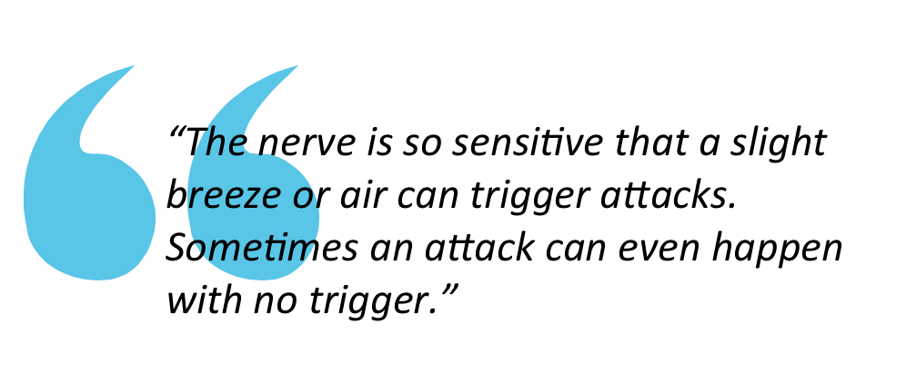 Pull quote from the article about how trigeminal neuralgia can be easily triggered