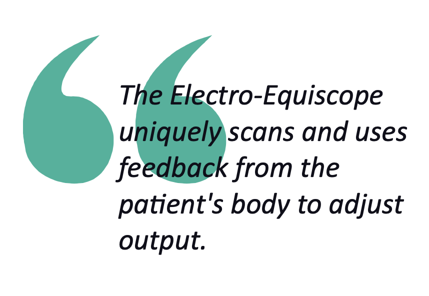 Textual quote about how the Electro-Equiscope scans and uses feedback