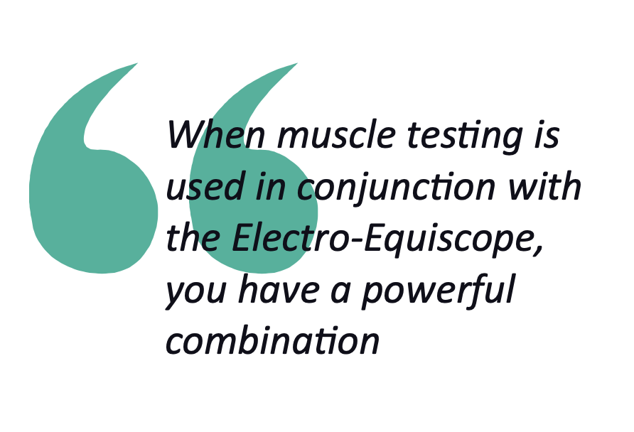 pull quote from the text about muscle testing and Electro-Equiscope being a powerful combination