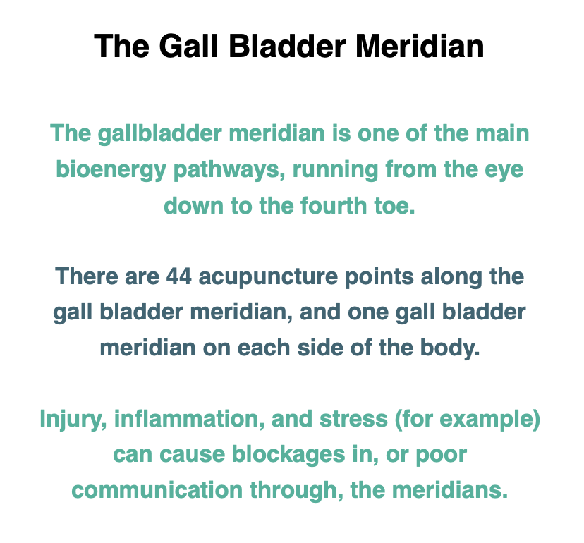 A chart of information about the gall bladder meridian