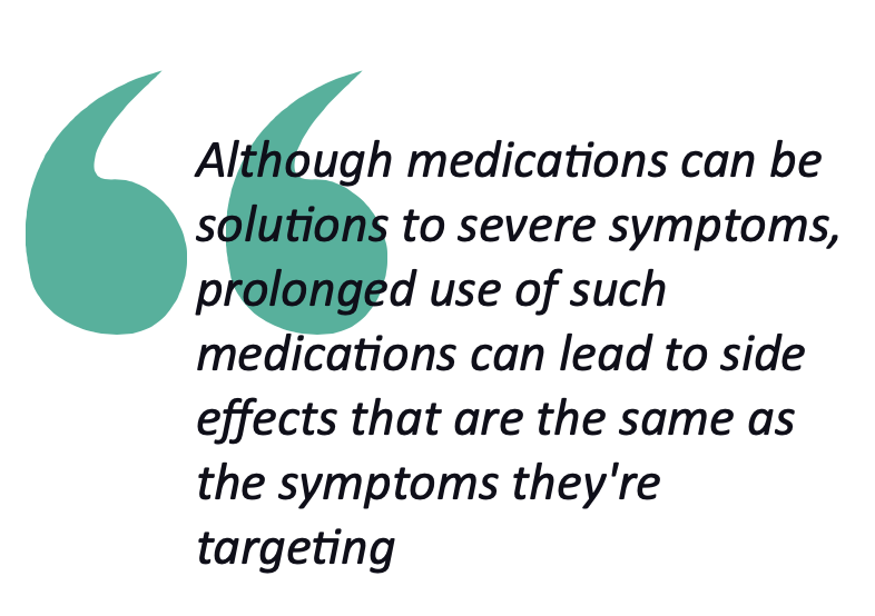 Textual pull quote about long-term medication use and its consequences