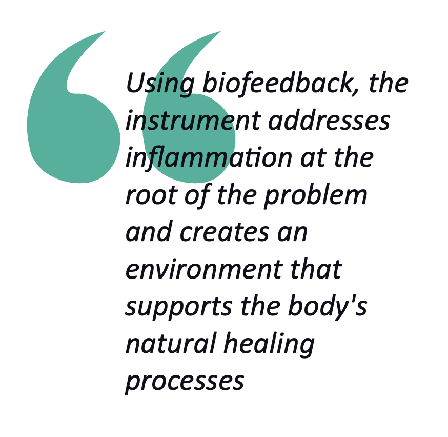 pull quote from the text about biofeedback addressing the root cause of an abscess